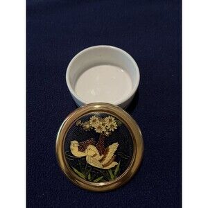 CHOKIN 24kt Gold TRINKET BOX Jewelry Dish Water Fowl Duck Design Signed Japan